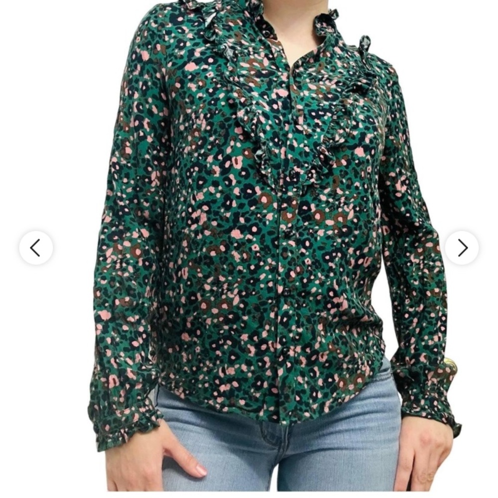 Anthropologie Viscose animal print ruffle blouse. NWT. Retail‎ 98
